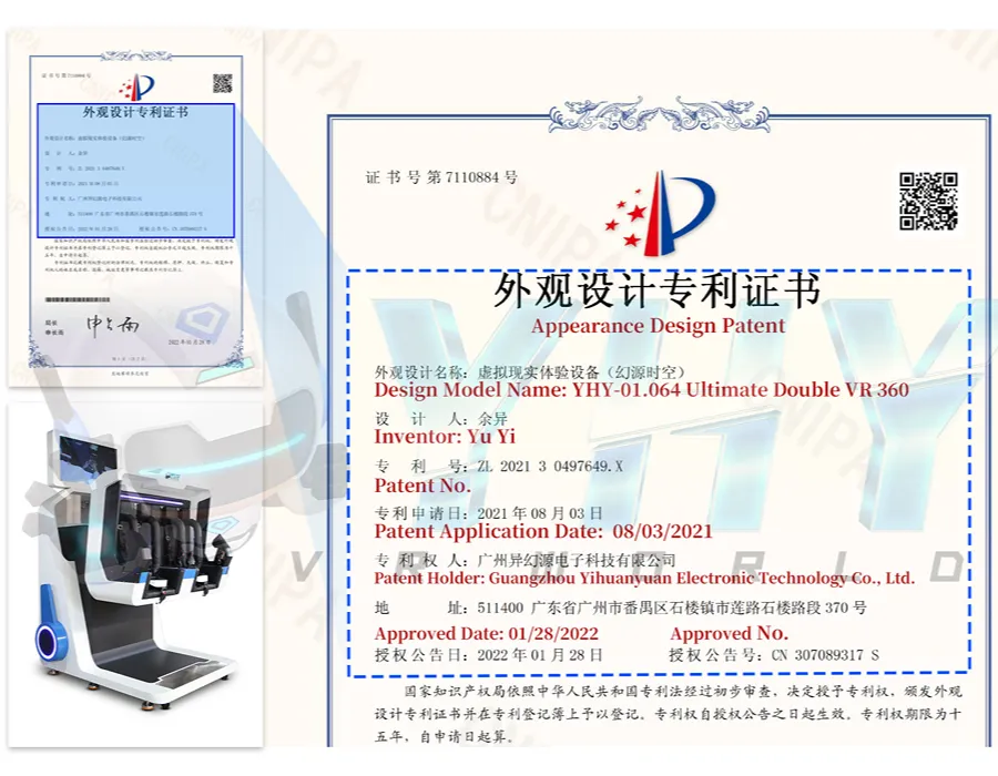 Yihuanyuan-Virtual Reality Experience Equipment (Yihuanyuan Time and Space) -Enterior Diseño Certificado de patente